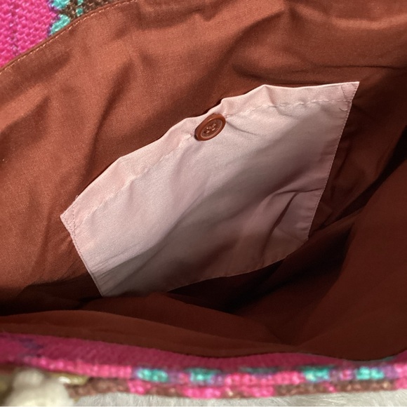 Old Navy Pink BOHO Sequin Circles Tote Bag with Rope Handles NWOT - Picture 7 of 11